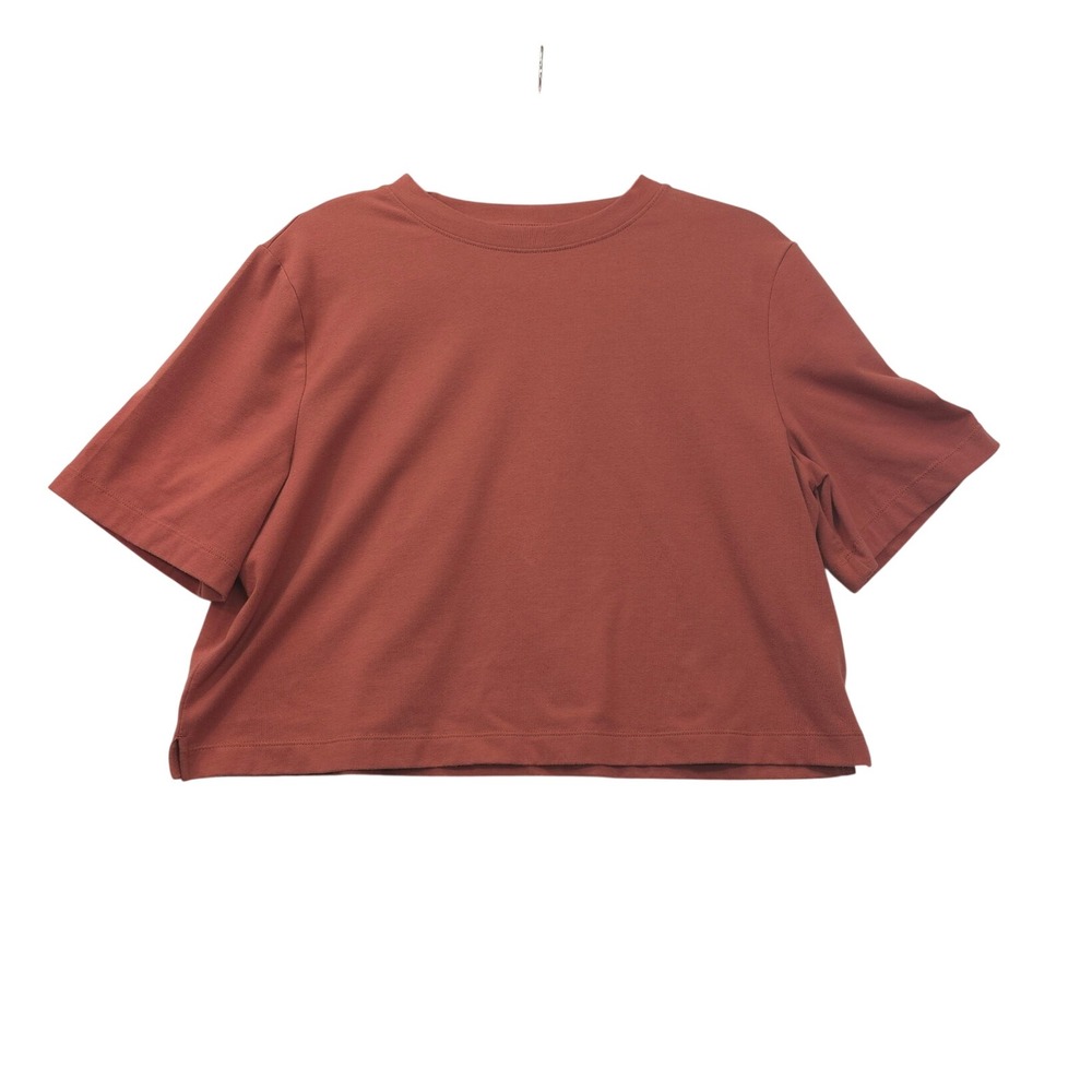 A New Day Womens Medium Terracotta Rust Cotton Blend Boxy Crop T-Shirt Modern